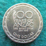 Australian 2017 1 Dollar 100 Years of Anzac Queen Elizabeth Coin - Circulated