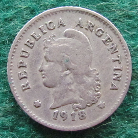 Argentina 1918 10 Centavos Coin - Circulated