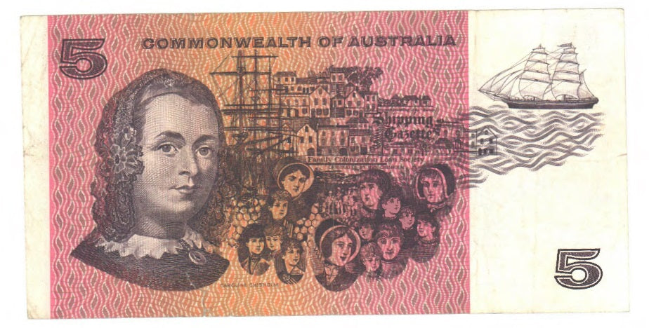 Australian 1969 5 Dollar Phillips Randall COA Banknote s/n NGK 335656 - Circulated