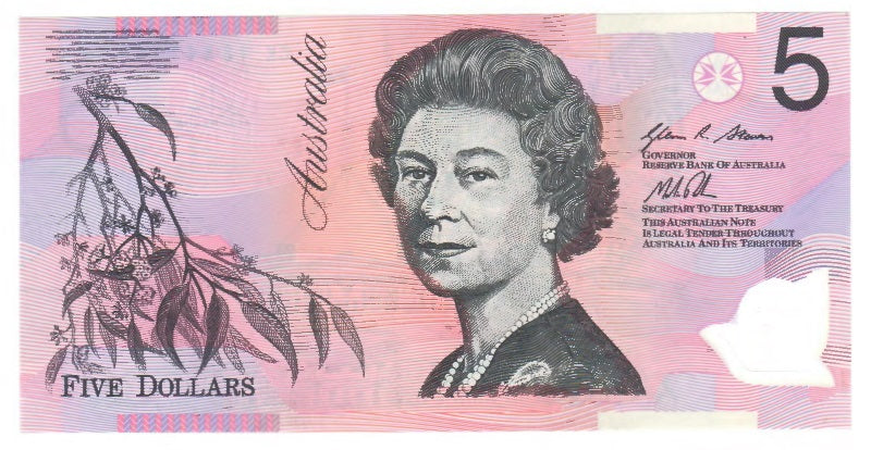 Australian 2013 5 Dollar Stevens Parkinson Note  s/n CK 13543166 - Uncirculated