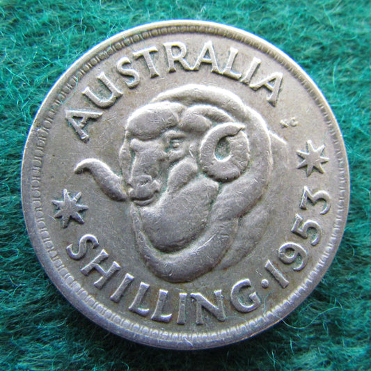 Australian 1953 1/- 1 Shilling Queen Elizabeth II Coin - Circulated