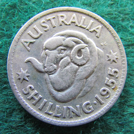 Australian 1955 1/- 1 Shilling Queen Elizabeth II Coin - Circulated