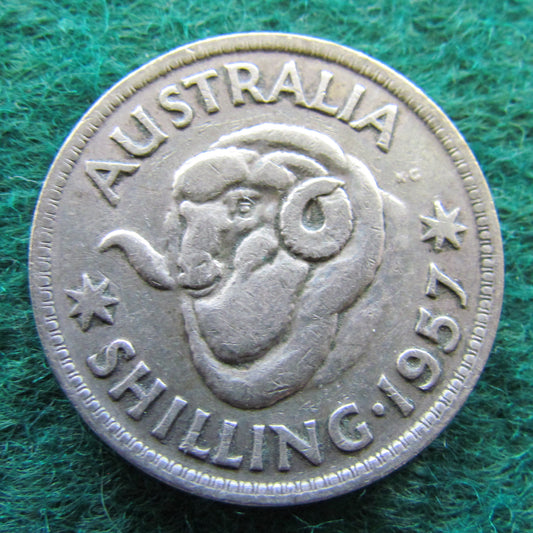 Australian 1957 1/- 1 Shilling Queen Elizabeth II Coin - Circulated