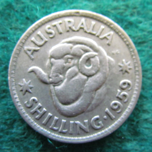 Australian 1959 1/- 1 Shilling Queen Elizabeth II Coin - Circulated