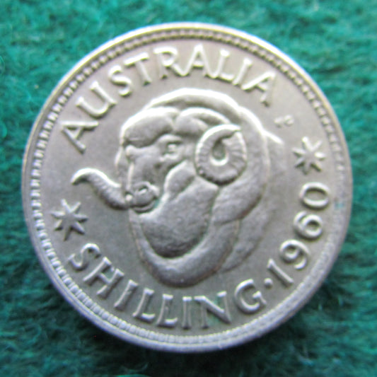 Australian 1960 1/- 1 Shilling Queen Elizabeth II Coin - Circulated