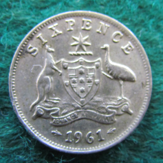 Australian 1961 6d Sixpence Queen Elizabeth II - Circulated