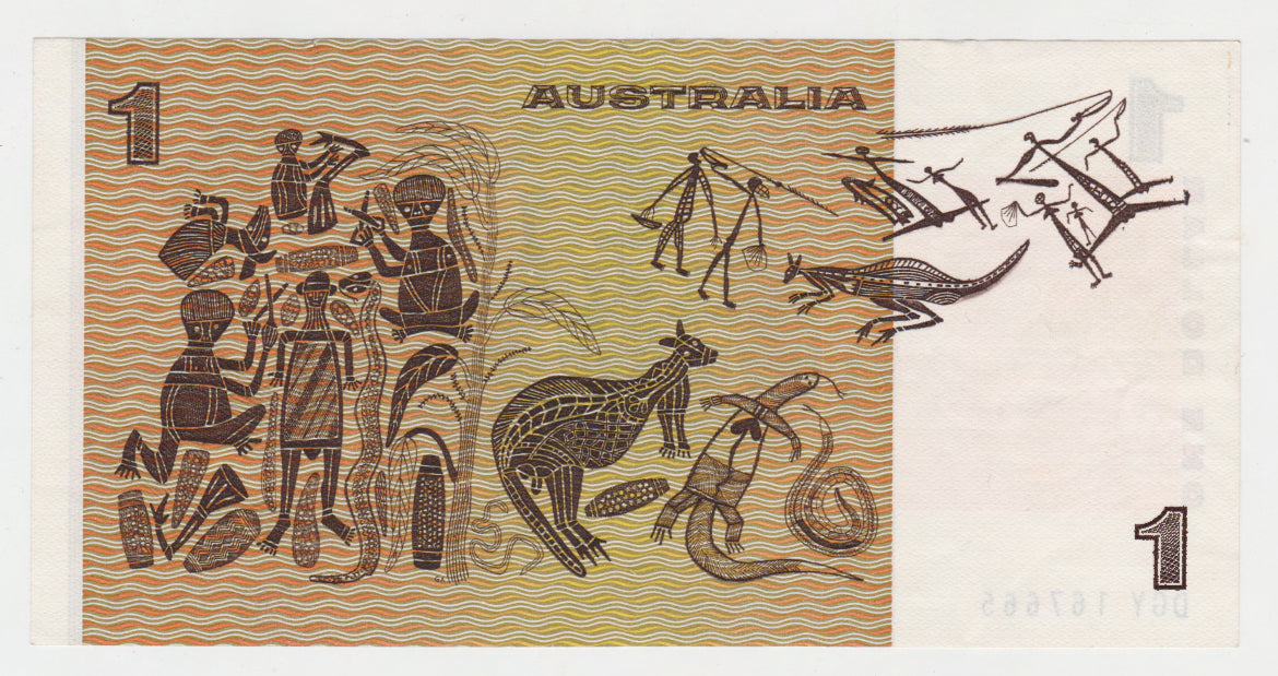 Australian 1982 1 Dollar Johnston Stone Note s/n DGY 167665 - Circulated