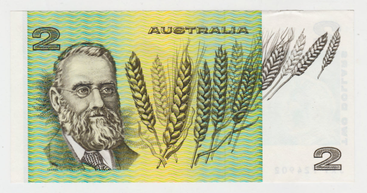 Australian 1979 Knight Stone 2 Dollar Banknote s/n JXV 724902 - Circulated