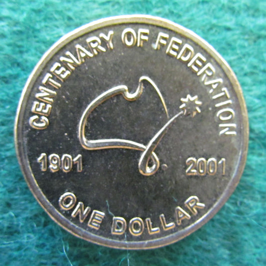 Australian 2001 1 Dollar Celebration Of Federation Queen Elizabeth Coin - Circulated