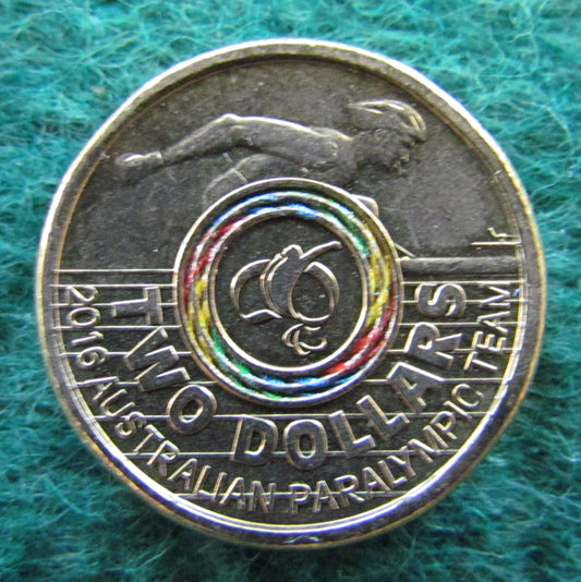 Australian 2016 2 Dollar Paralympics Queen Elizabeth Coin - Circulated