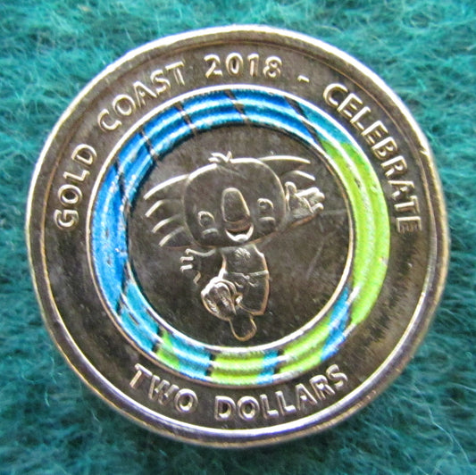 Australian 2018 2 Dollar Gold Coast 2018 Celebrate Queen Elizabeth Coin - Circulated