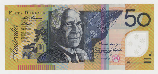 Australian 1996 50 Dollar Evans Fraser Polymer Banknote s/n BC 96745663 - Circulated