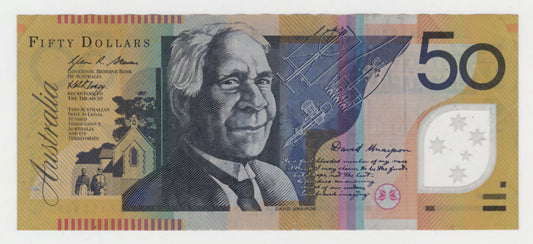 Australian 2007 50 Dollar Stevens Henry Polymer Banknote s/n BJ 07191960 - Circulated