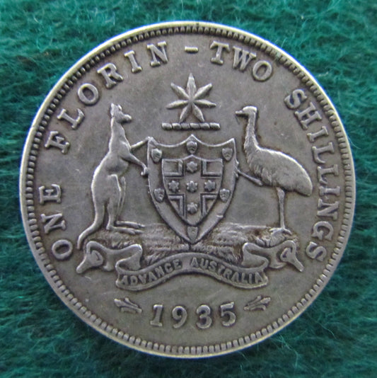 Australian 1935 2/- Florin King George V Coin