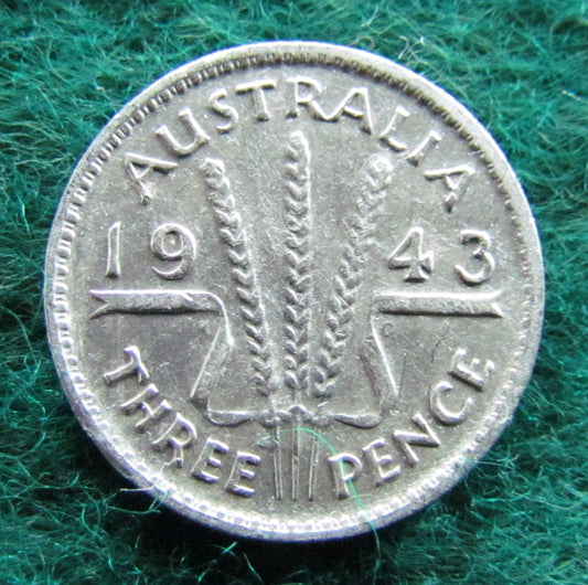 Australian 1943 3d Three Pence King George VI Coin Circulated