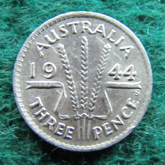 Australian 1944 S 3d Three Pence King George VI Coin Circulated