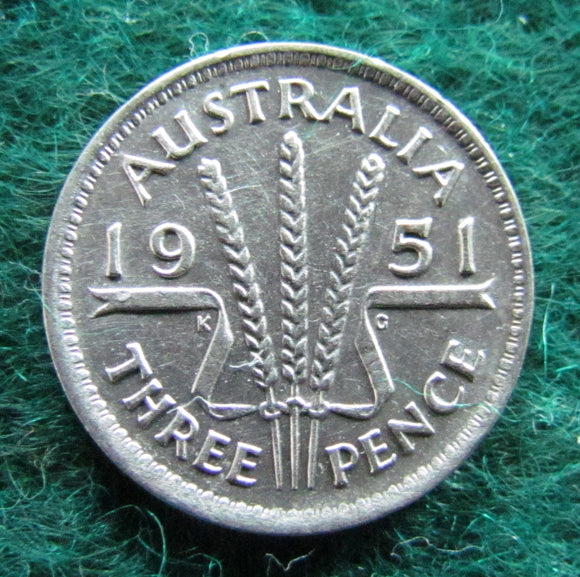 Australian 1951 Threepence King George VI Coin
