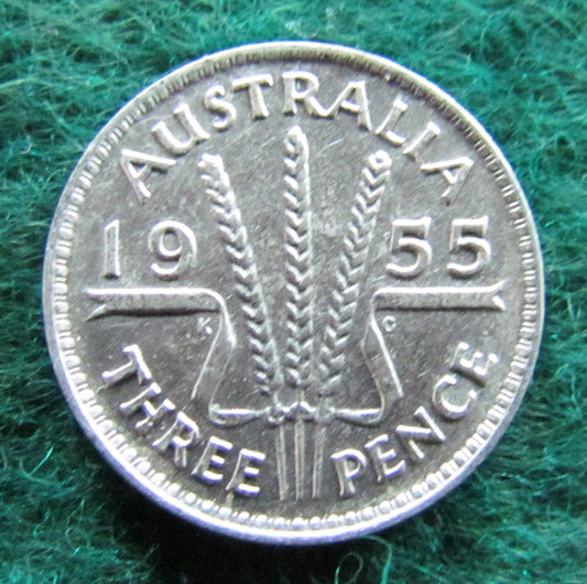 Australian 1955 3d Three Pence Queen Elizabeth II Coin