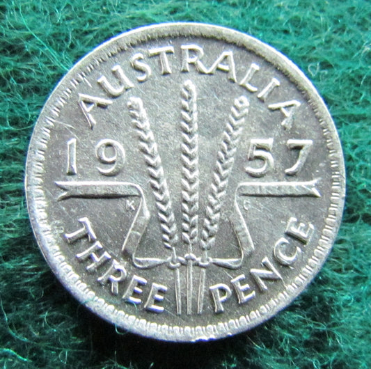 Australian 1957 3d Three Pence Queen Elizabeth II Coin