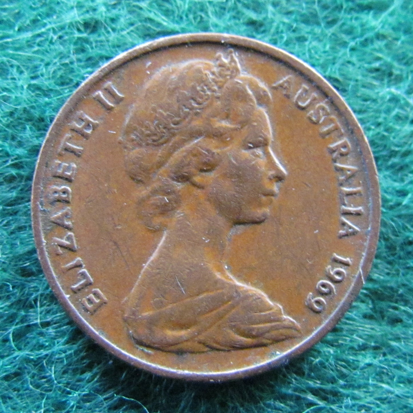 Australian 1969 1 Cent Queen Elizabeth Coin