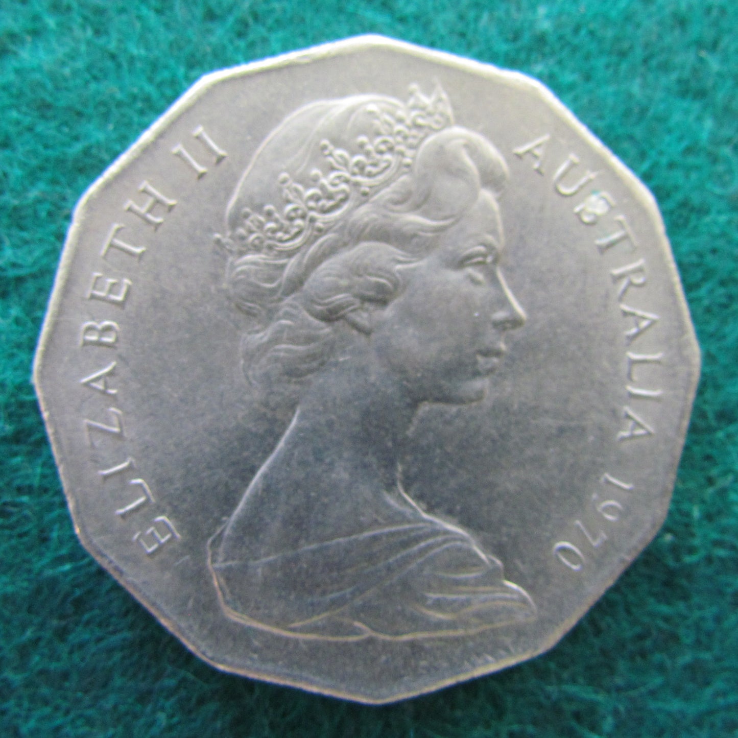 Australian 1970 Captain Cook 50 Cent Queen Elizabeth Coin - Circulated