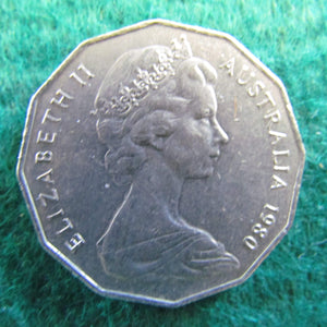 Australian 1980 Coat Of Arms 50 Cent Queen Elizabeth Coin - Circulated