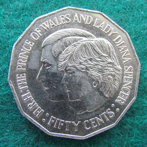 Australian 1981 Charles & Diana 50 Cent Queen Elizabeth Coin - Circulated