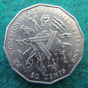 Australian 1982 Commonwealth Games Brisbane 50 Cent Queen Elizabeth Coin - Circulated