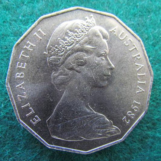 Australian 1982 Commonwealth Games Brisbane 50 Cent Queen Elizabeth Coin - Circulated