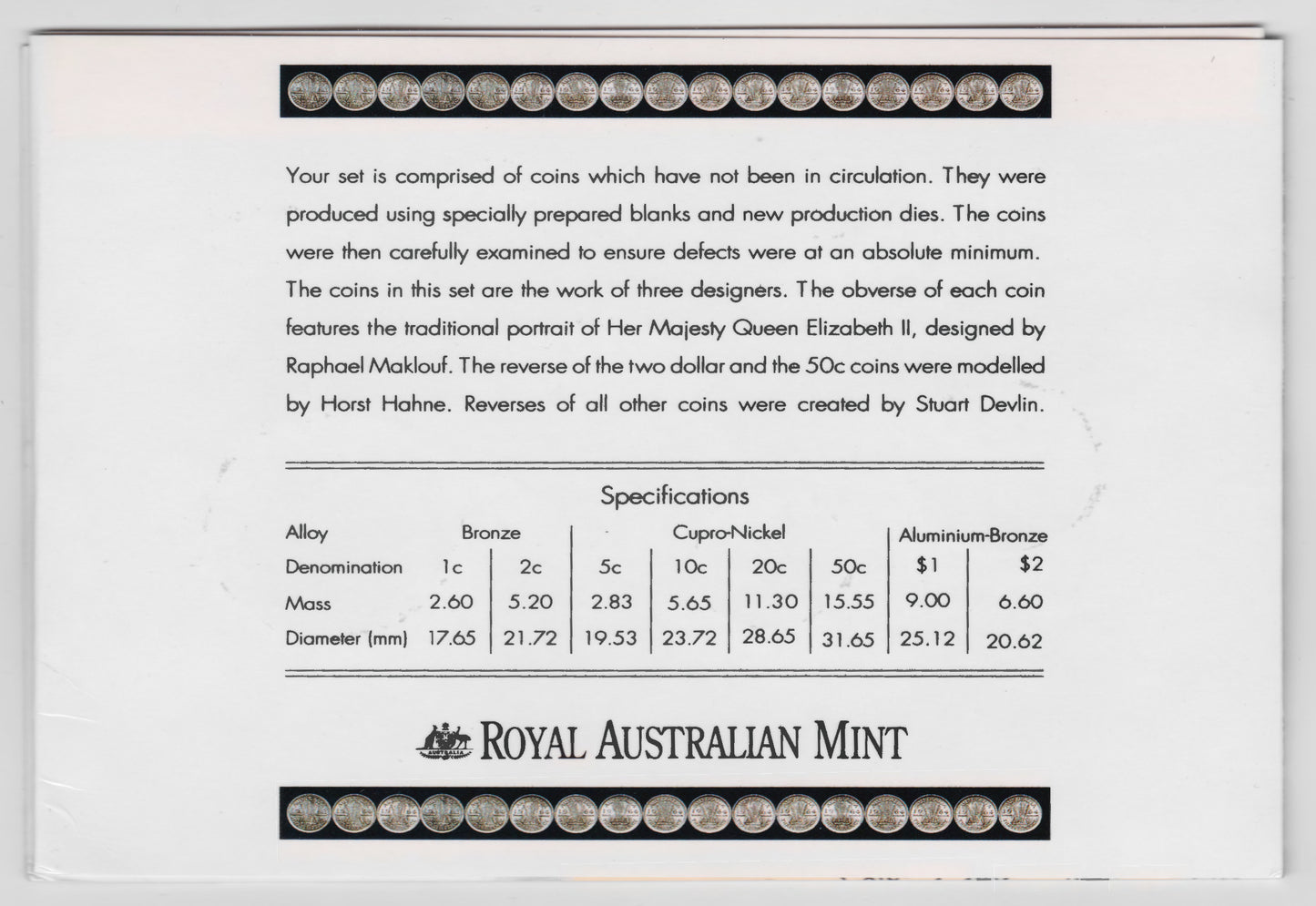 Australian 1991 25th Anniversary Coin Set Queen Elizabeth II - First And Last of Select Coins