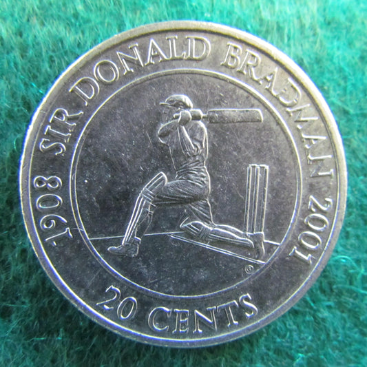 Australian 2001 20 Cent Sir Donald Bradman Queen Elizabeth Coin - Circulated