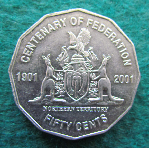 Australian 2001 50 Cent Coin Centenary Of Federation Northern Territory