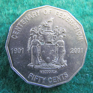 Australian 2001 50 Cent Coin Centenary Of Federation Victoria