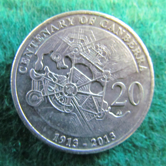 Australian 2013 20 Cent Coin Centenary Of Canberra - Circulated