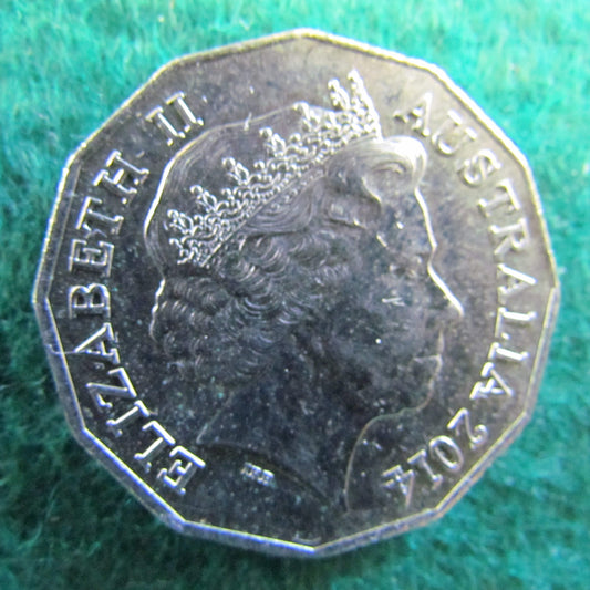 Australian 2014 Coat Of Arms 50 Cent Queen Elizabeth Coin - Circulated
