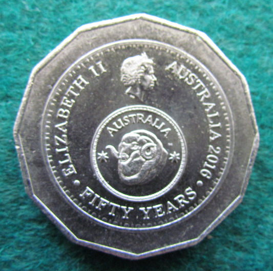 Australian 2016 50 Cent Coin Rams Head - 50 Years Of Decimal Currency