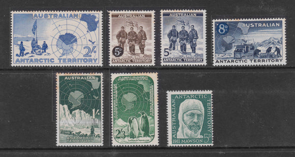 Australian Antarctic Territory Group of 7 Stamps 1957 - 1961 Unused