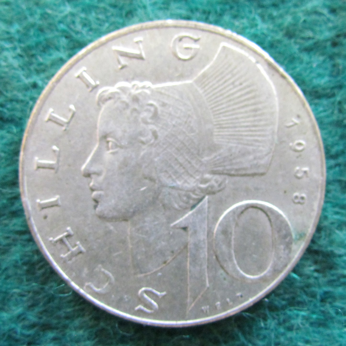 Austria 1958 10 Schilling Coin