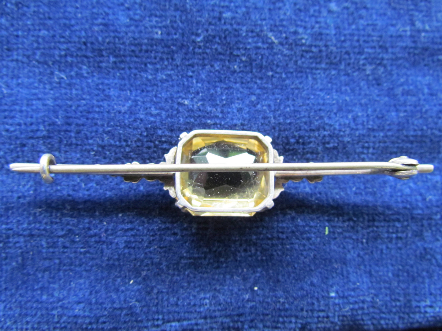 Silver Bar Brooch With A Claw Set Champagne Citrine