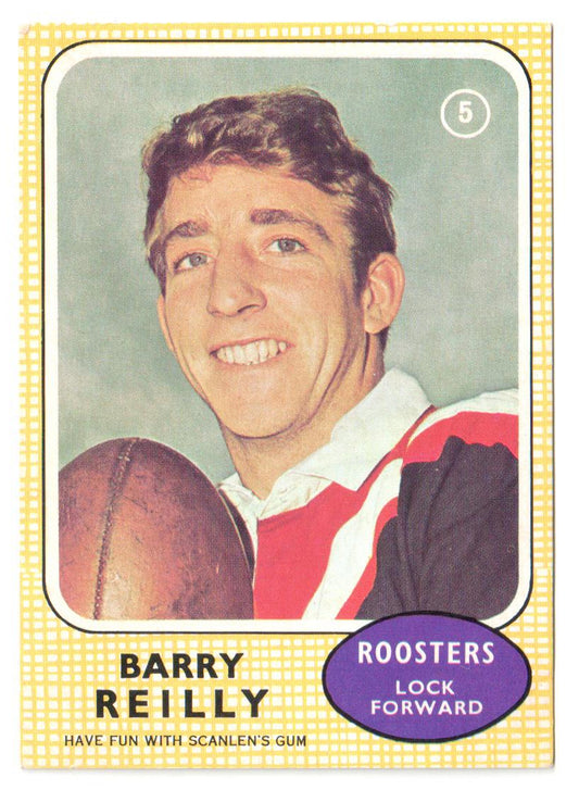 Scanlens 1970 NRL Football Card #05 -Barry Reilly - Roosters