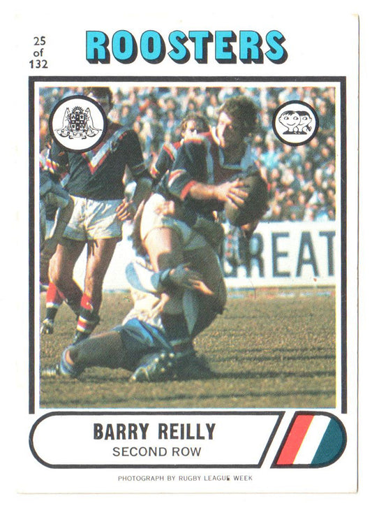 Scanlens 1976 NRL Football Card 25 of 132 - Barry Reilly - Roosters