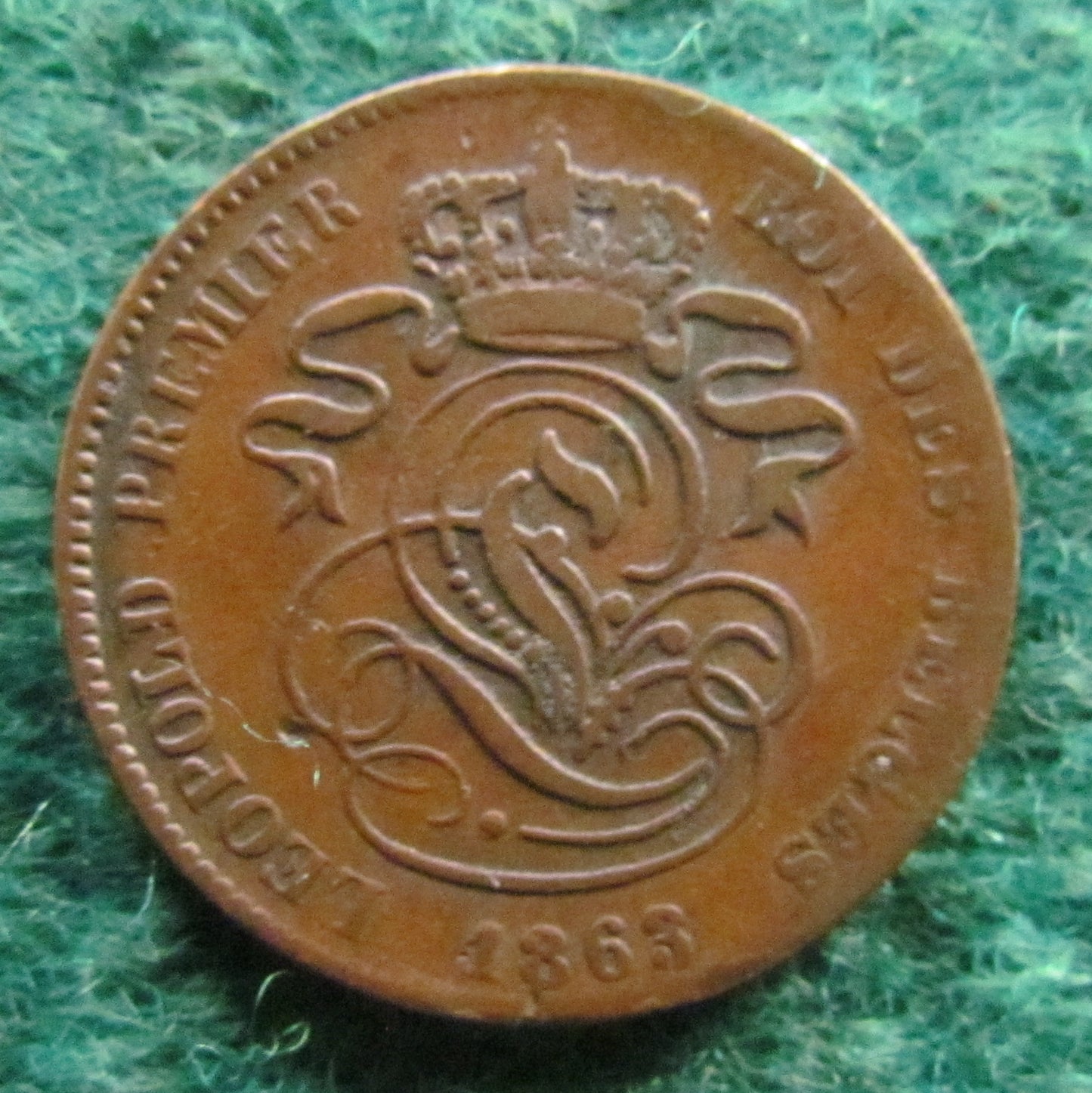 Belgium 1863 2 Centime Coin - Circulated