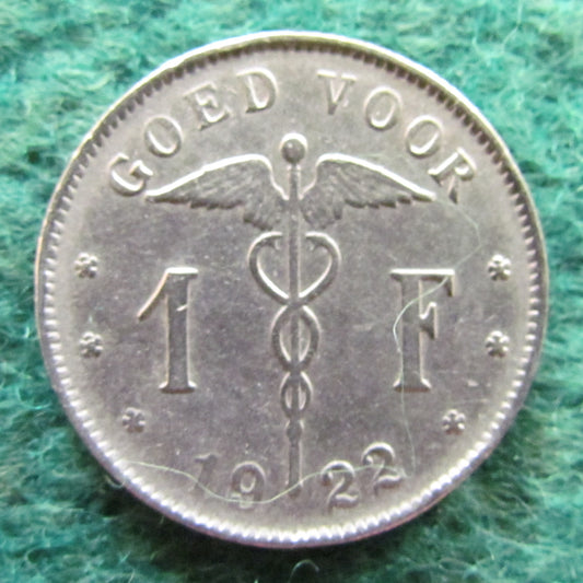 Belgium 1922 1 Franc Coin - Circulated