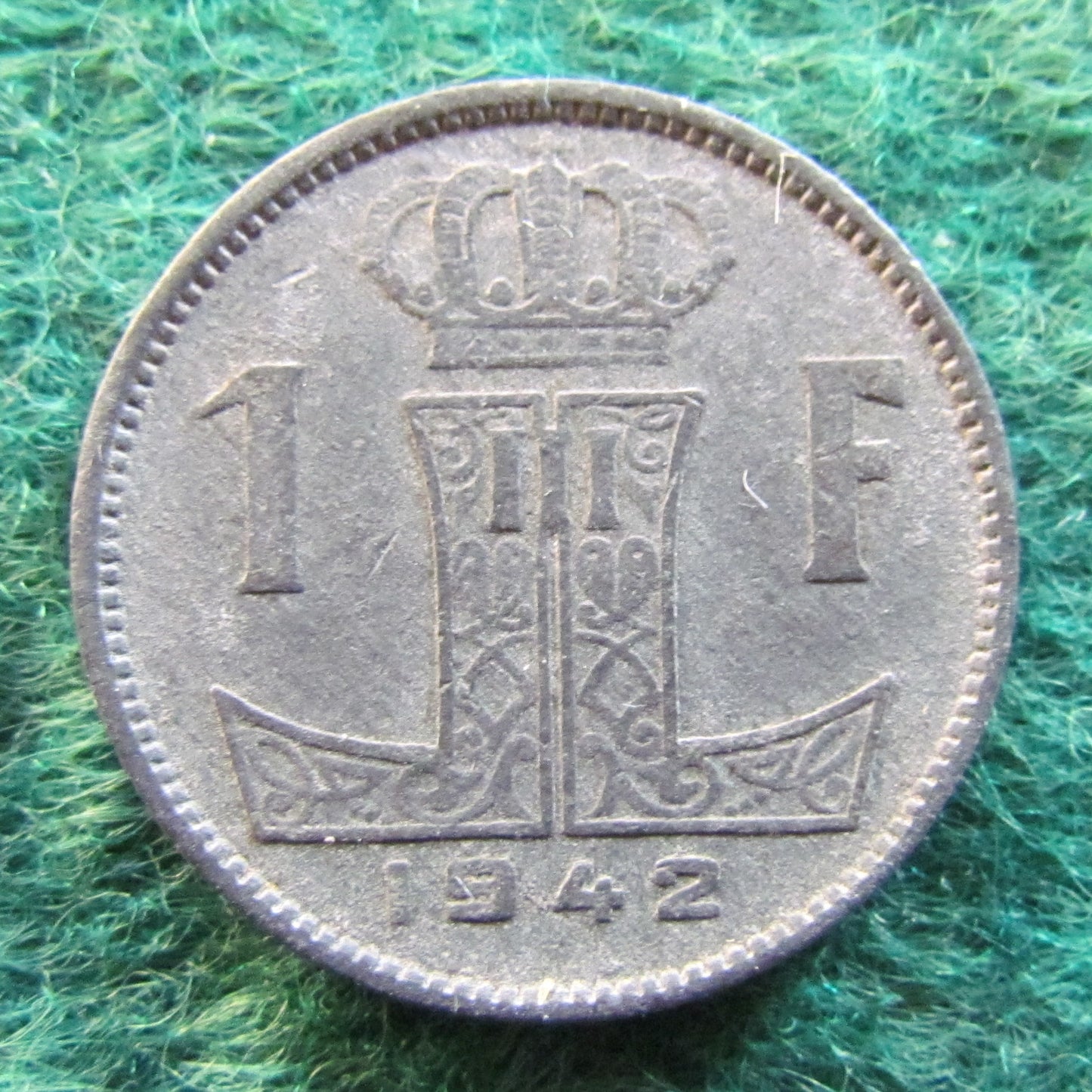 Belgium 1942 1 Franc Coin - WWII Currency - Circulated