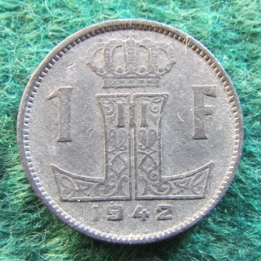 Belgium 1942 1 Franc Coin - WWII Currency - Circulated