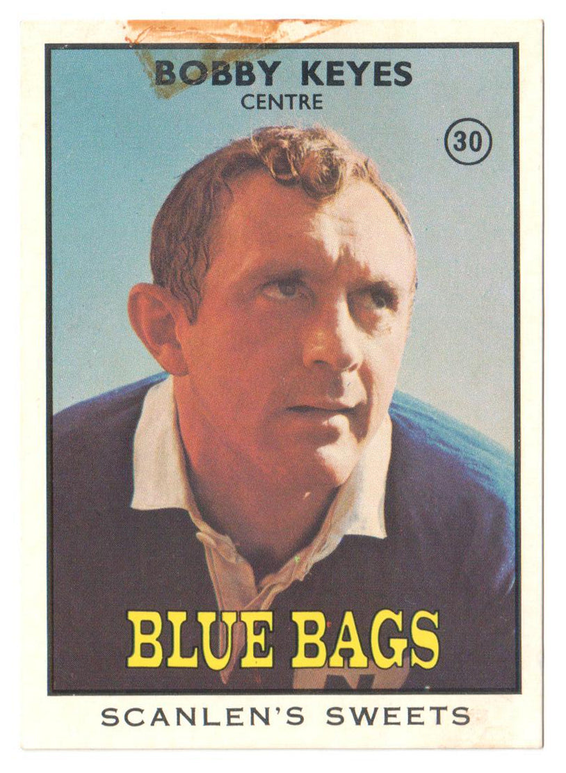 Scanlens Sweets 1968 NRL Football Card #30 - Bobby Keyes - Blue Bags