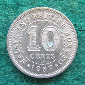 Malaya & British Borneo 1957 Ten Cent Queen Elizabeth II Coin - Circulated