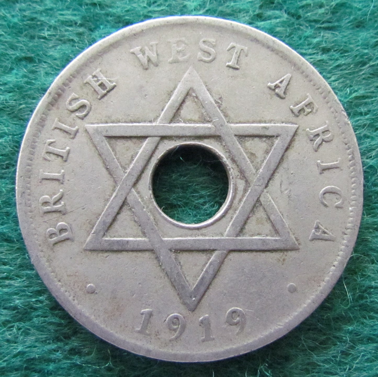 British West Africa 1919 Penny King George V Coin - Circulated