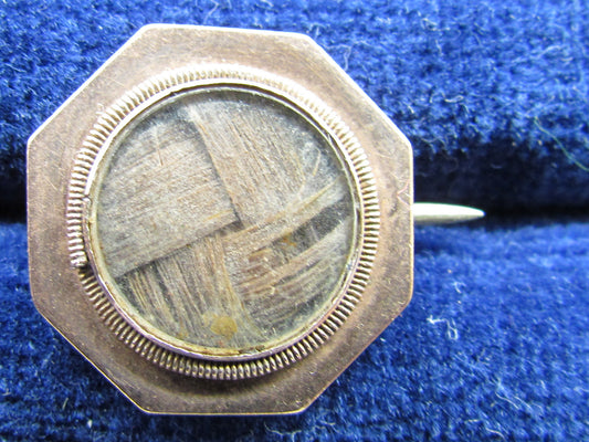 Unmarked Gold Octagonal Mourning Brooch