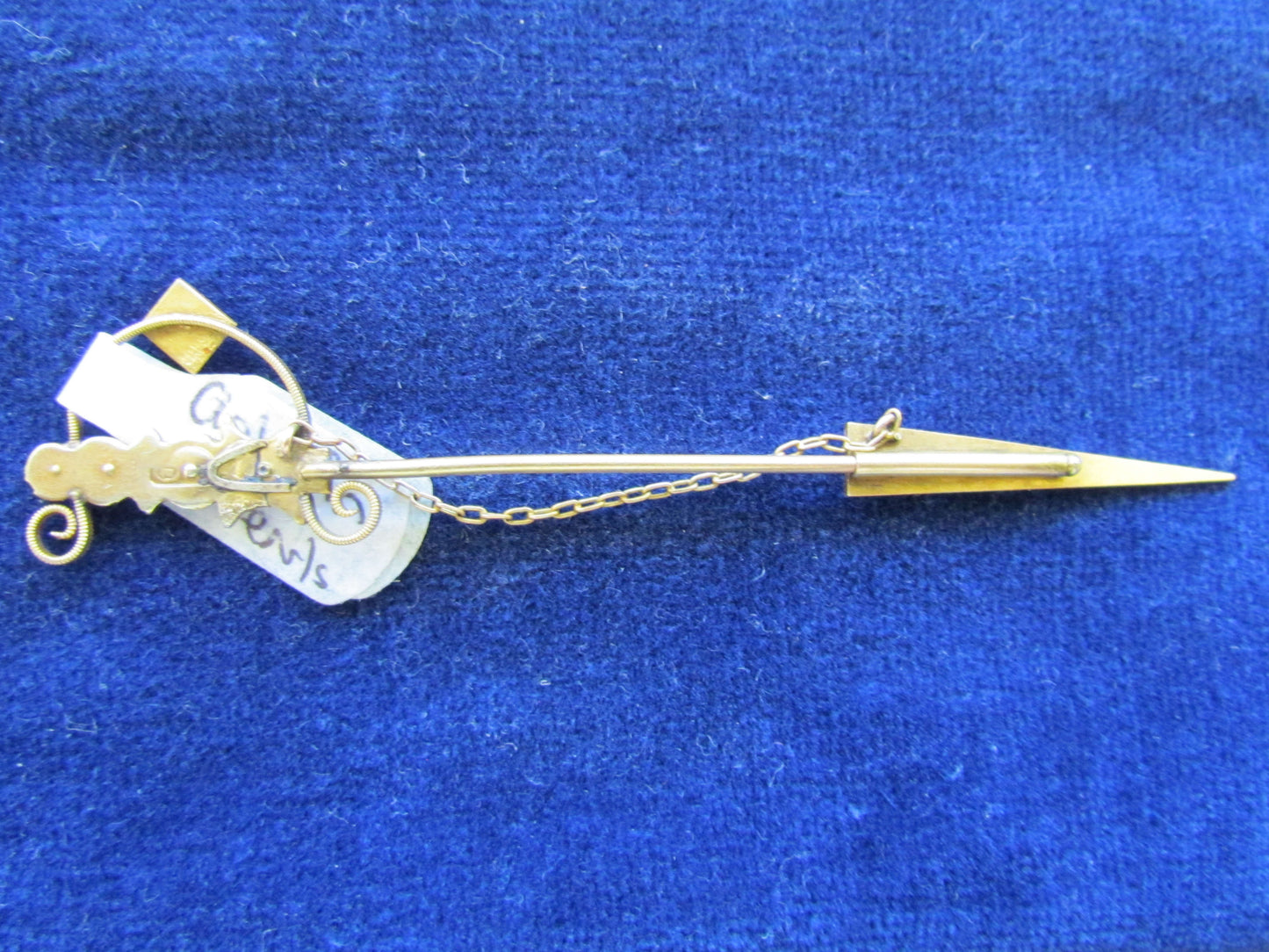9ct Gold Scarf Pin Set With Seed Pearls